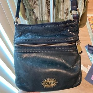 fossil crossbody bag black leather
